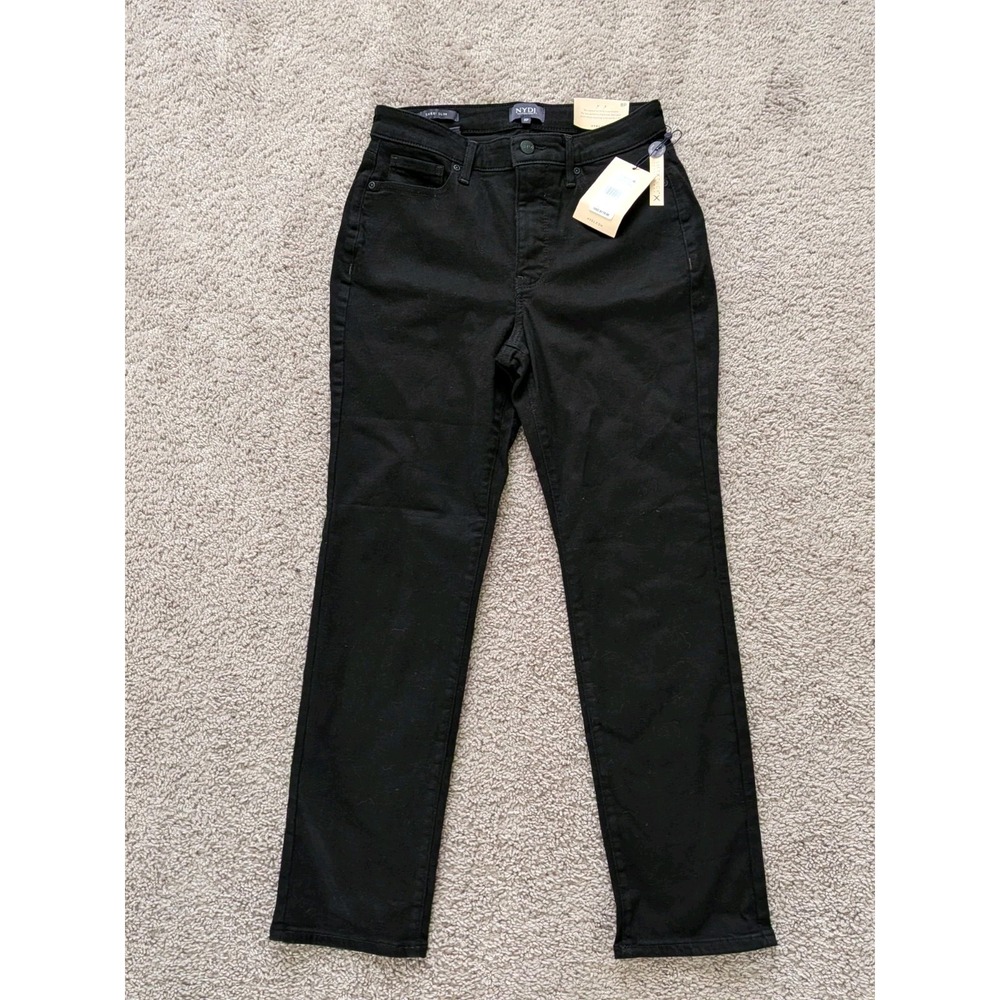 NYDJ Sheri Slim Black Jeans Lift Tuck Technology Women's 8P (Fits 28x28) NWT
